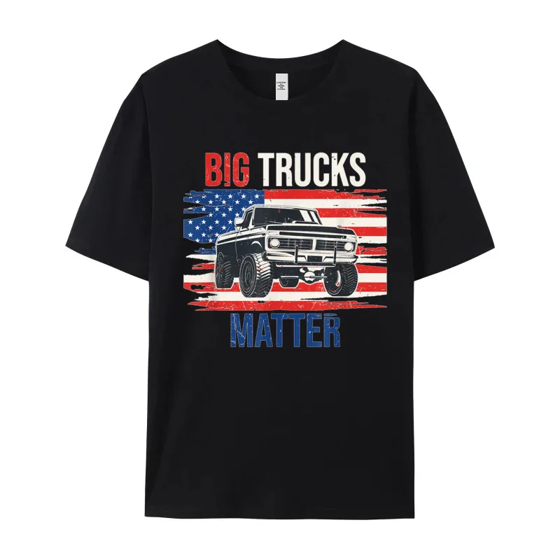 Gift IdeaHip hop Short Sleeve Tees VALENTINE DAY Latest O-Neck 100% Cotton T Shirts Youth T Shirts Funny Big Trucks Matter Love  Funny Big Trucks Matter Love Lifted Truck American Flag Gift T-Shirt__20255 black