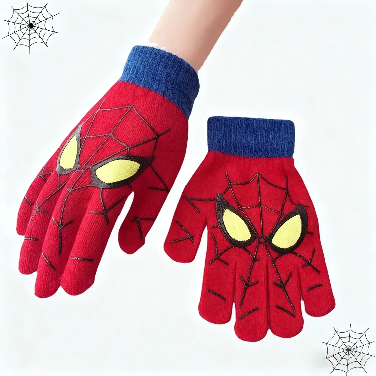 Warme Strickhandschuhe mit Spinnenmuster für den Winter, weiche, dehnbare Vollfingerhandschuhe für den täglichen Gebrauch, Weihnachtsgeschenk