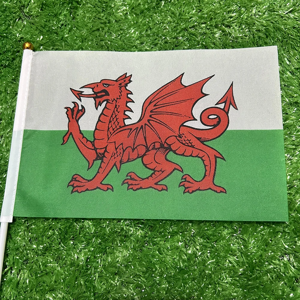 Welsh Hand Waving Flags with Plastic Pole for Sports and Home Decor - Multiple Pack Options