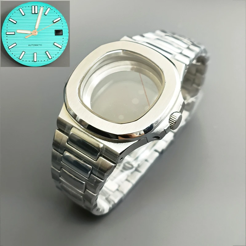 39 mm Nautilus-Stahluhrengehäuse, transparente Rückseite, Installationszifferblatt + Zeiger + Edelstahlarmband, passend für NH35 NH36 4R-Uhrwerk, Saphirglasgehäuse – Detail 8