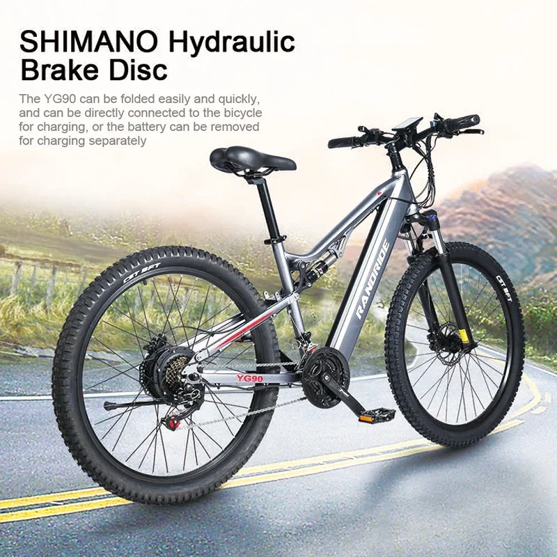 Electric bike randrid YG90A gray electric MTV 48V 1000W motor 17Ah battery hydraulic brakes