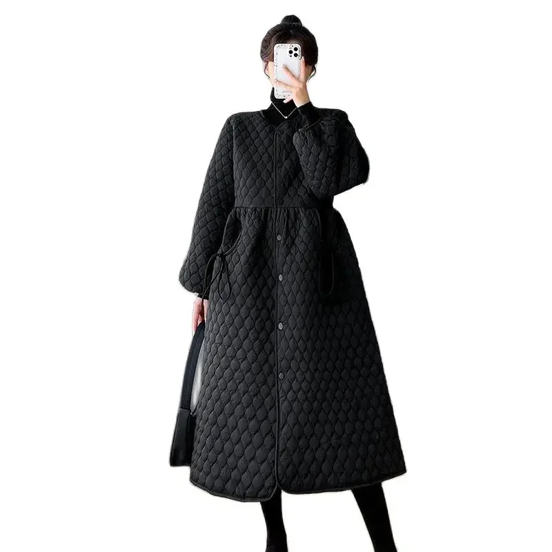 Odzież zimowa dla kobiet w ciąży bawełniana kurtka z kieszeniami długi rękaw jednorzędowy długi płaszcz ciążowy ciepły ściągający