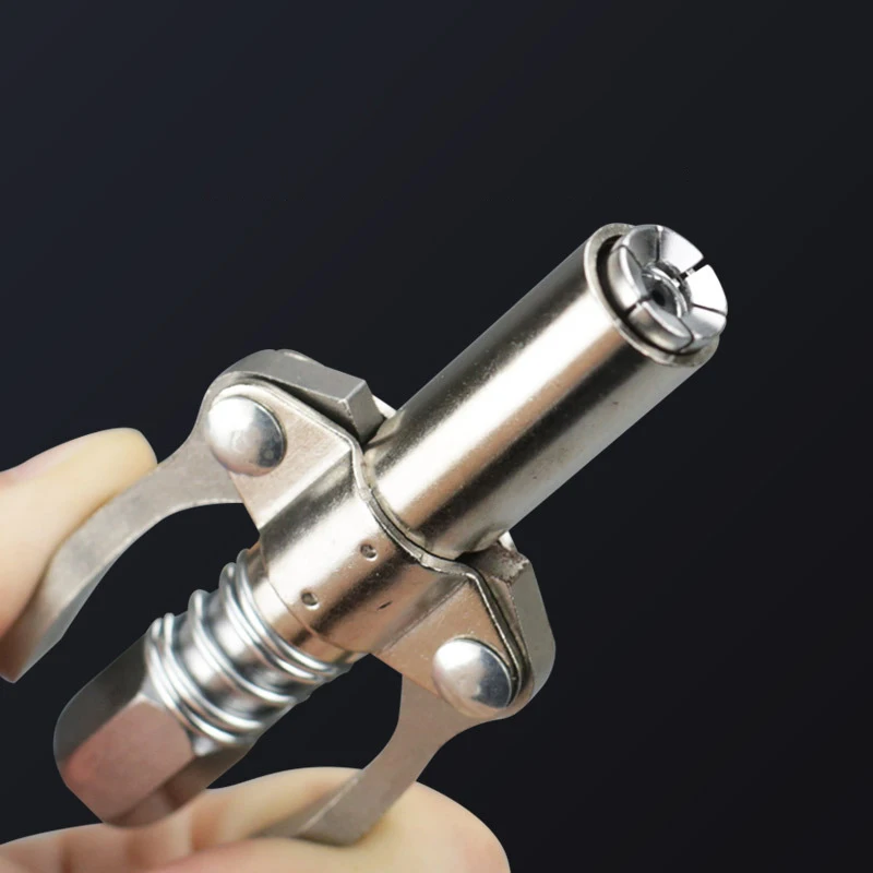 Grease Gun Coupler Double Handle Grease Gun Tips Heavy Duty Quick Lock-on and Release for All Guns Fittings