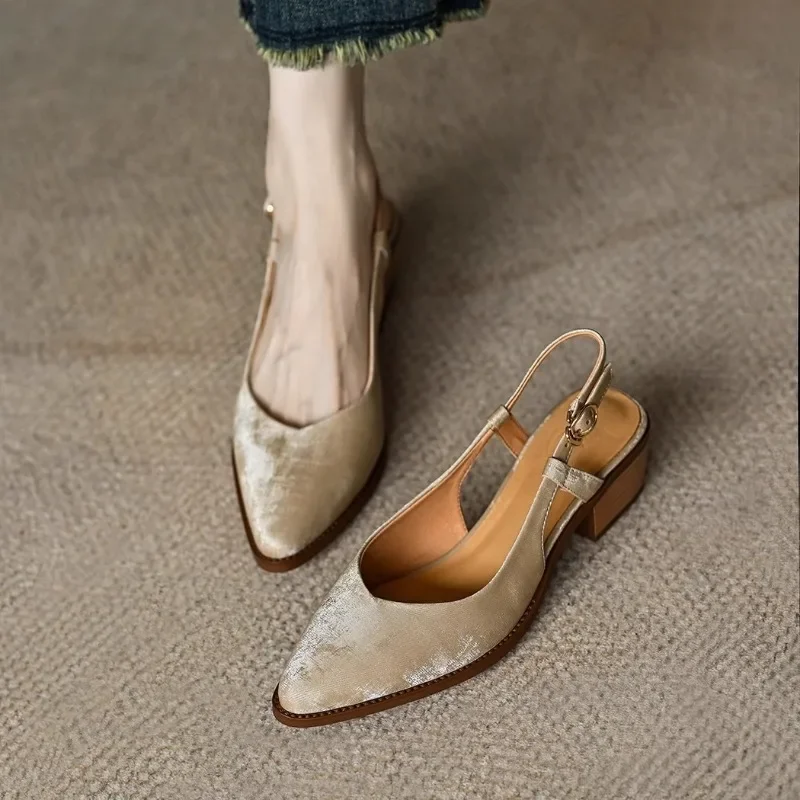 High Heels Leather Pumps for Women Slingbacks Spring Summer Sandals Fashion Shoes Woman High Heels Comfort Pumps Sandals
