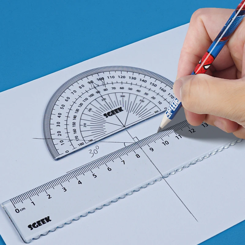 18cm Ruler Set Student Drawing Stationery Set Transparent Triangle Board Straightedge Ruler Set