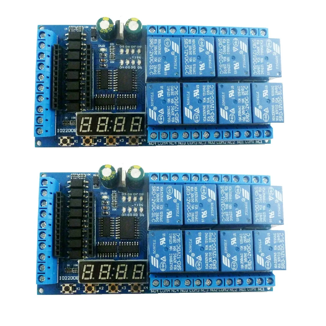 

2PCS IO22D04 DC 12V 8 Channel Pro mini PLC Board Relay Shield Module for Arduino Multifunction Delay Timer Switch Board