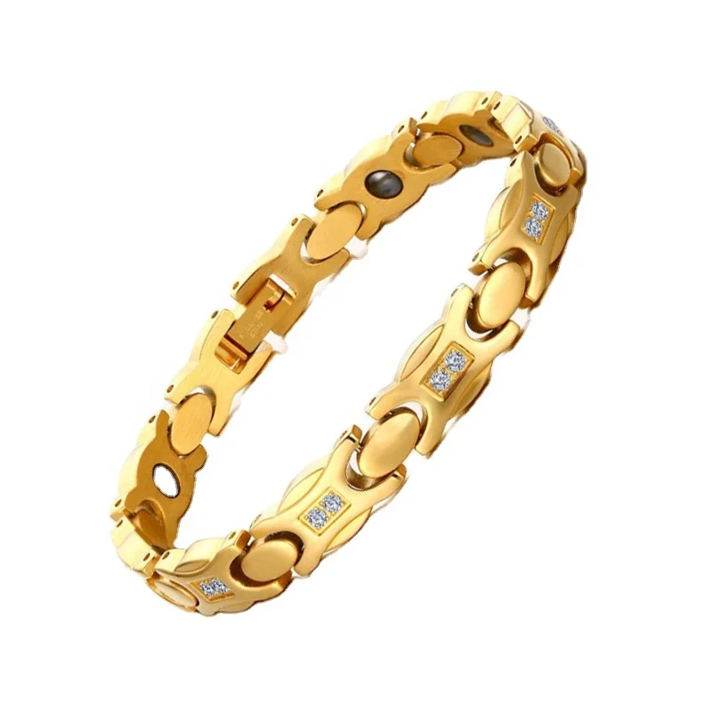 

Магнитный браслет здоровья с логотипом на заказ, позолоченный браслет из нержавеющей стали для мужчин и женщин, артрит