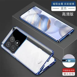 360° Double-Sided Magnetic Glass Case with Camera Lens Protector - Enhanced Protection for POCO X6 (HJ   Blue)