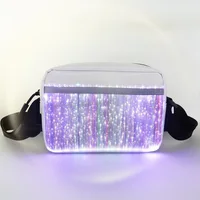2024 Luminous LED Colorful Single-Shoulder Bags High Street Crossbody Bag Optical Fiber Fabric Fashion Square Bag 가방 сумка Bolso 1