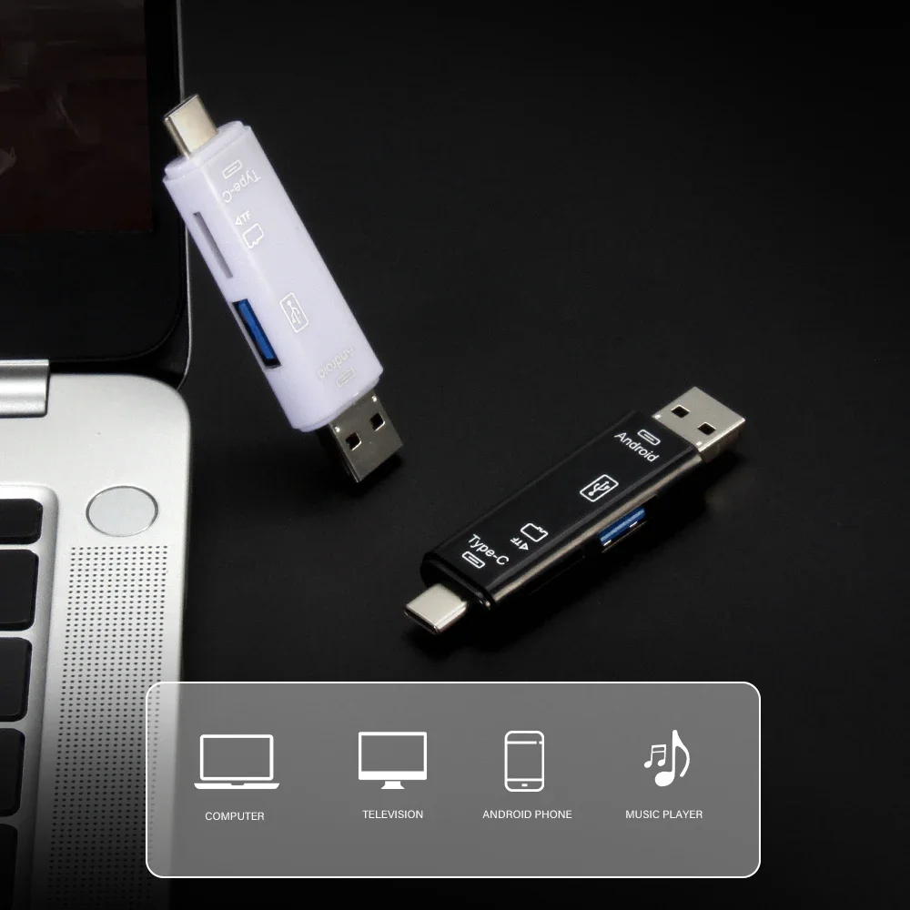 TYPE-C 5-in-1 다기능 카드 리더기 메모리 스틱용 외부 저장 장치 블랙 스트레치 USB 3.0 미니 메모리 카드 카드 리더기