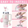 9PCS Accessory Set for Stanley Cup 30oz 40oz Butterfly Straw Cover Cap Silicone Boot Charm Initials Sticker Spill Proof Stopper 3