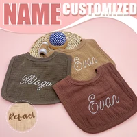 Personalized Baby Saliva Towel Pure Cotton Scarf Baby Feeding Stuff Infant Boys & Girls Custom Name Bib Gift 2Pcs 1
