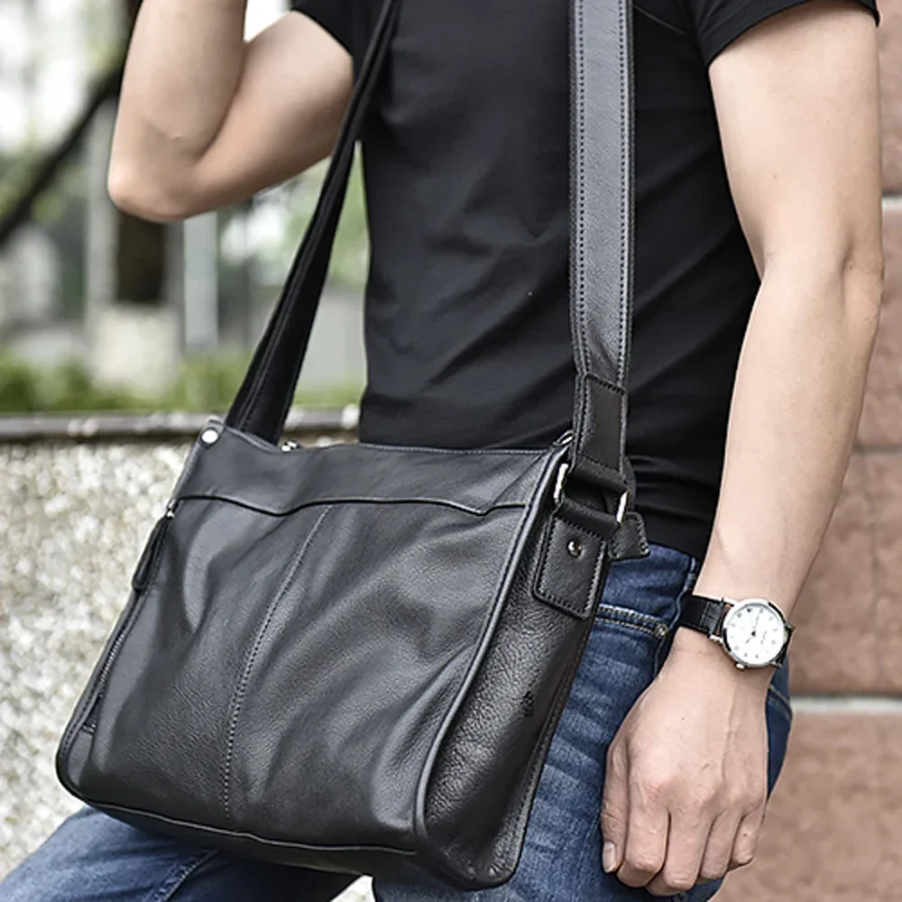 

Large-Capacity Shoulder Cow Men's Bag Genuine Leather Business Bags Horizontal Messenger Crossbody Bag Leather Bag Casual