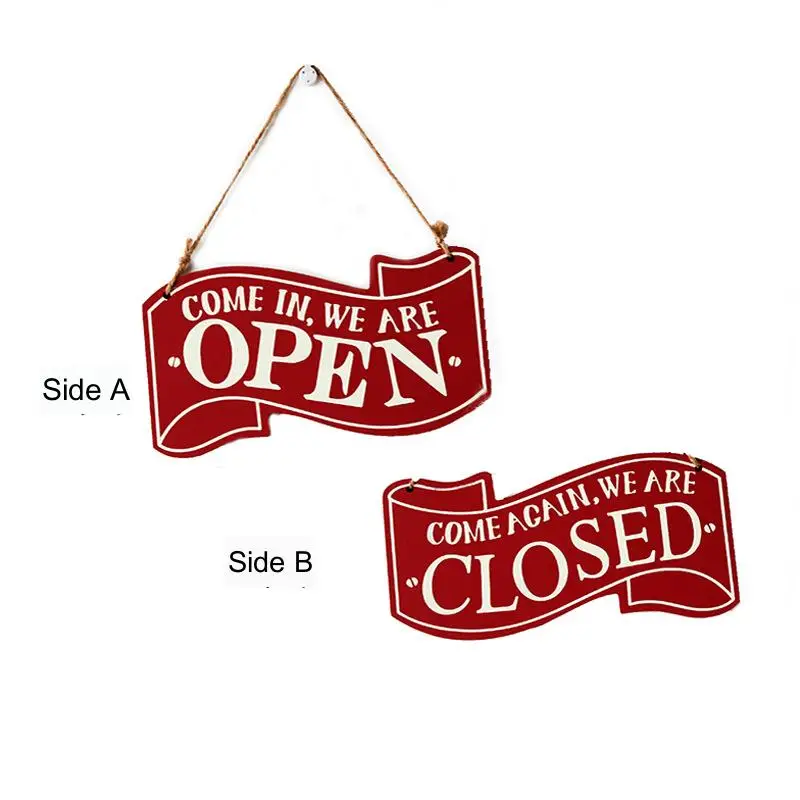 

Open Closed Sign Wooden Hanging Plaque Reversible Double Sided Sign for Store Bar Cafes Pubs Door Window Wall Art Decor