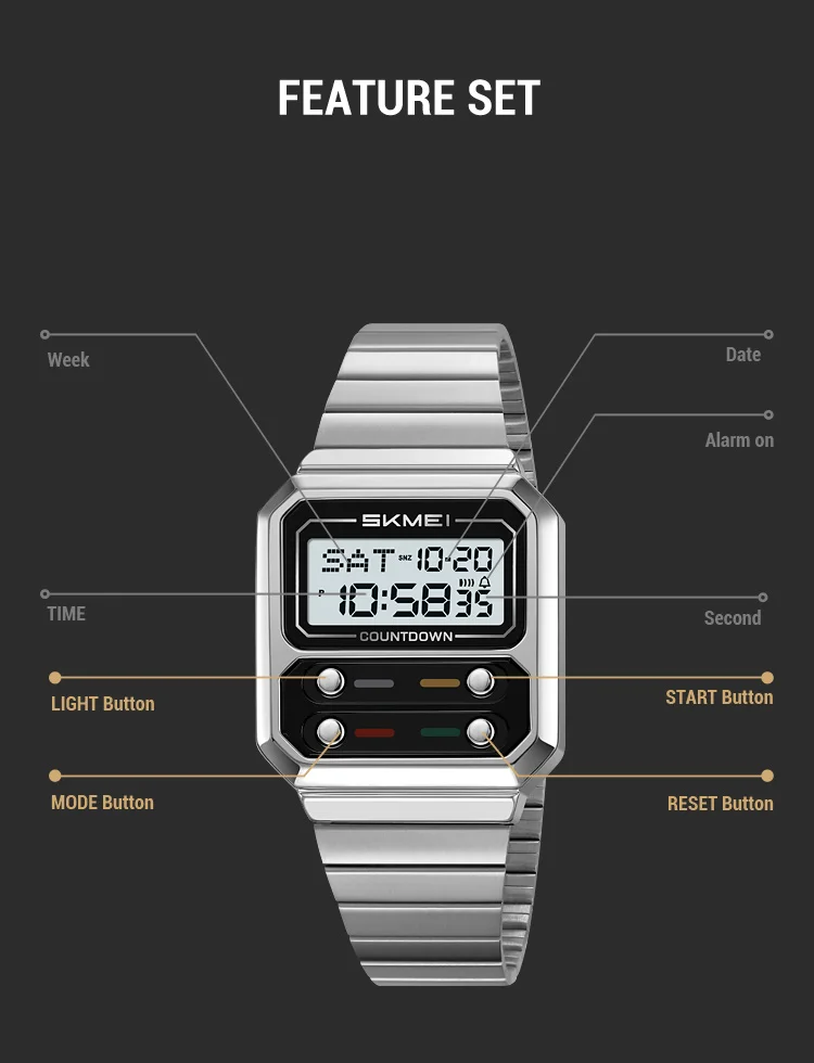 Luxury Waterproof Shockproof Digital Men's Watch Stainless Steel_voghion.com