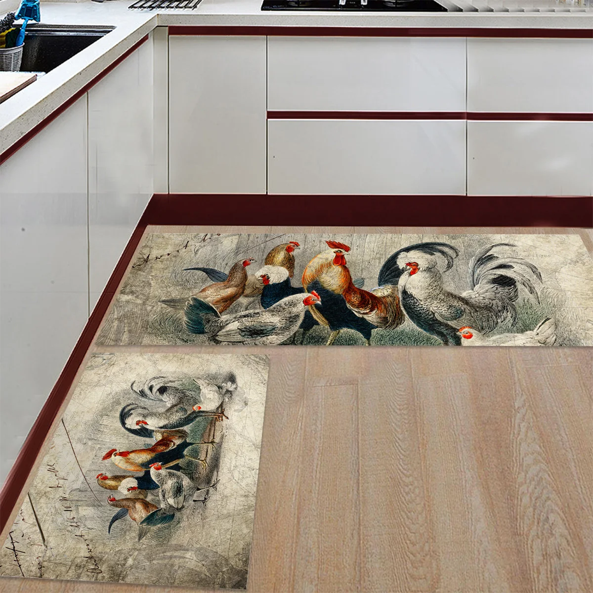 Farm Rooster Chicken Carpet Retro Kitchen Rugs Living Room Rugs Bedroom