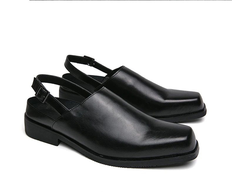 Männer minimalist ische quadratische Zehen Sling back Kleid Schuhe, Business Office Kleid Schuhe – Detail 7