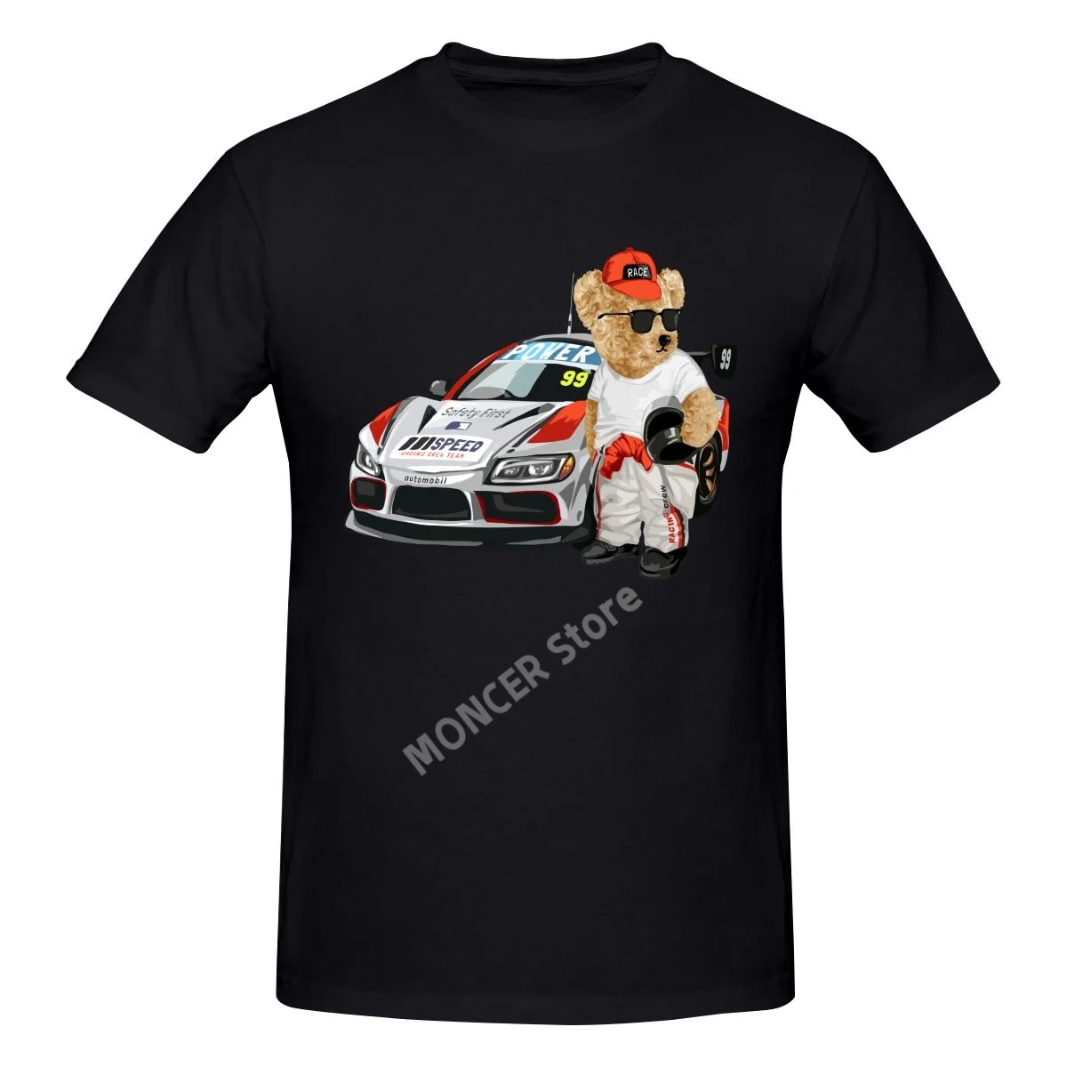 Teddy Bear Racing Car T shirt Harajuku Clothing Short Sleeve T-shirt Cotton Sweatshirts Graphics Tshirt Brands Tee Top |