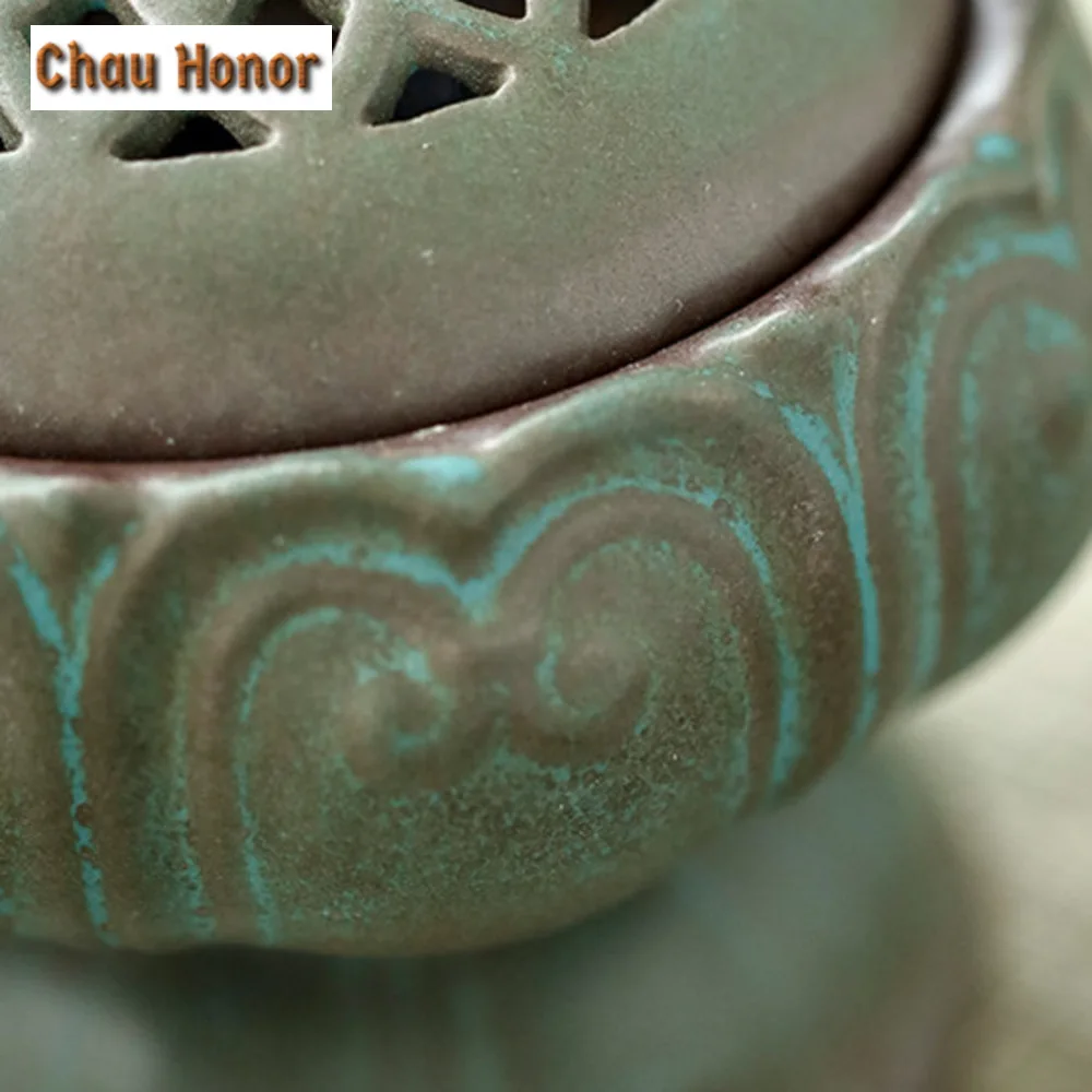 Zen Lotus Agarwood Ceramic Incense Burner Home Indoor Air Purification Furnace Antique Sandalwood Plate Burner Decoration Crafts