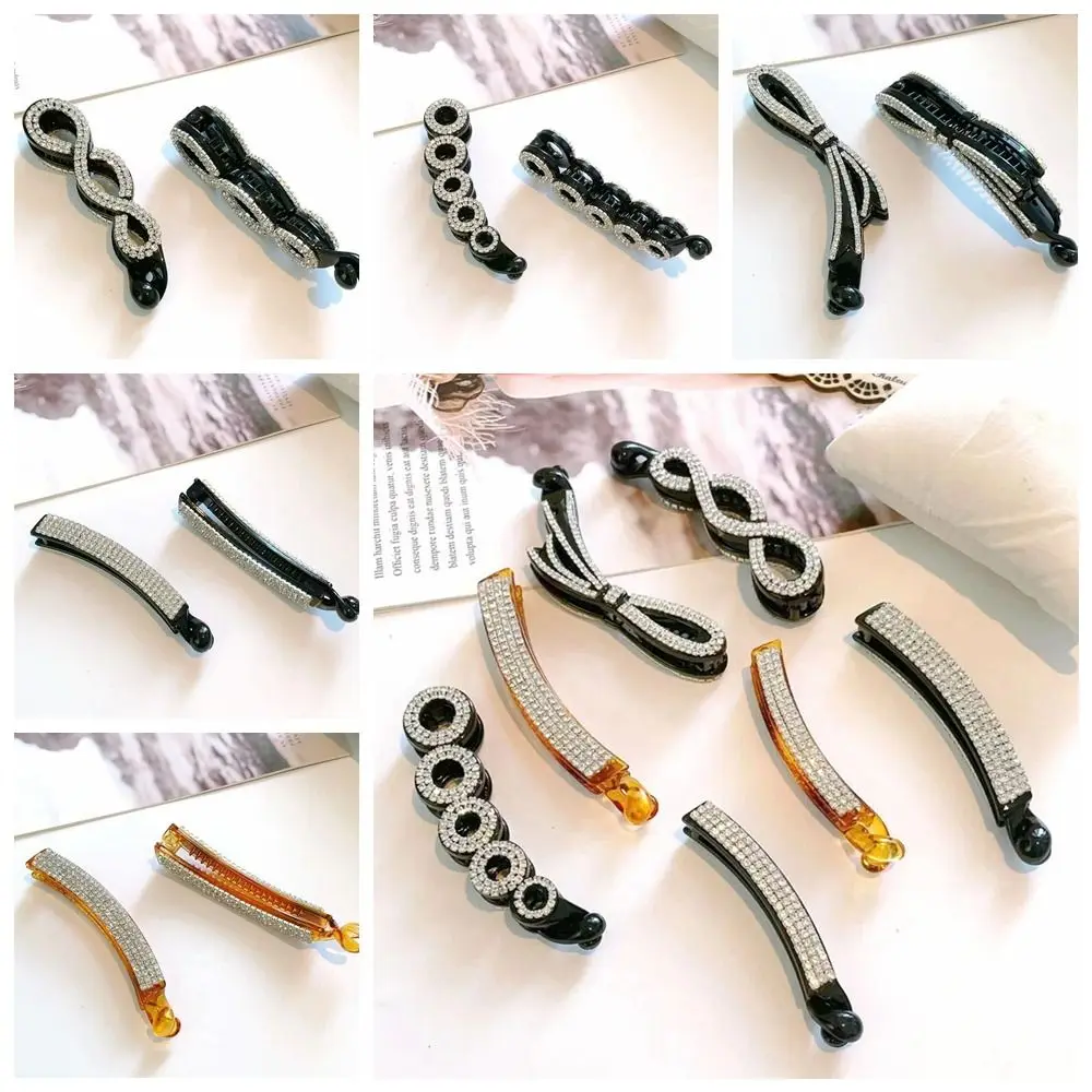 

Korean Style Rhinestone Banana Clip Cute Hairpin Ponytail Holder Bowknot Hair Clip Headwear Hair Claw Vertical Clip Girls