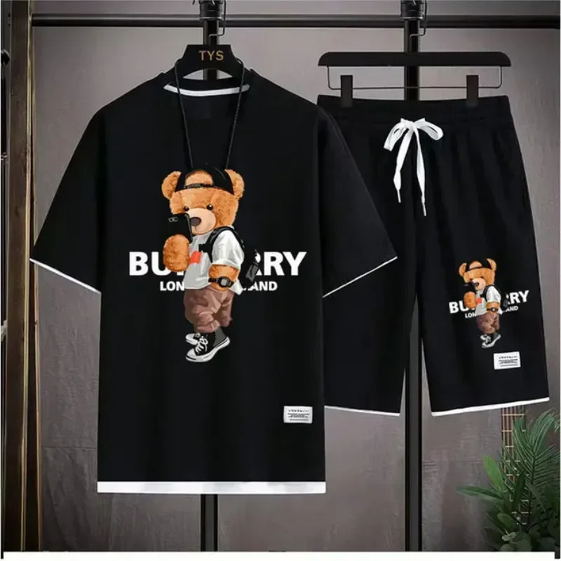

Hip Hop Summer Streetwear cat Graphic Luxury Short Sets Men Designer Clothes Oversized Unisex Tshirt Shorts Brand Outfit beach