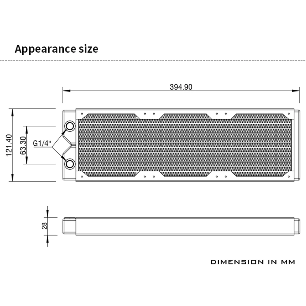 Carrinho de Mão 28 mm Grosso Cobre 240 360 mm Preto Radiador Computador Água Refrigerar Líquido Trocador g1 Rosqueado para 12cm Ventiladores Dabel28b Ventiladores e resfriadores - Imagem 4