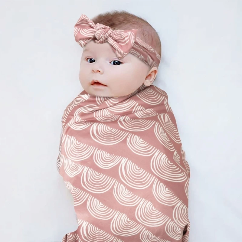 3pcs/set Floral Baby Blanket+Turban Beanie Cap+Headband Baby Girls Boys Swaddle Wrap Blanket Newborn Photography Props