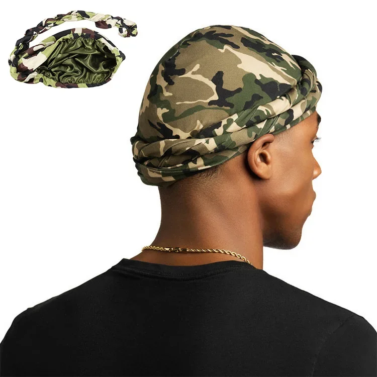 Men's Elastic Headscarf Hat Hair Care Braid Hat Ethnic Hood Face Mask Protective Braid Hood Turban Bandanas Balaclava