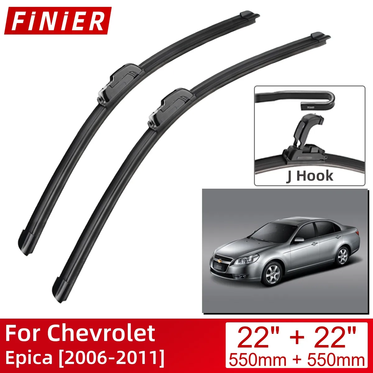 

Щетки стеклоочистителя для Chevrolet Epica 2006-2011, 22 дюйма + 22 дюйма, автомобильные аксессуары, щетки стеклоочистителя, стеклоочистители типа U, J, крючки 2011, 2010, 2009