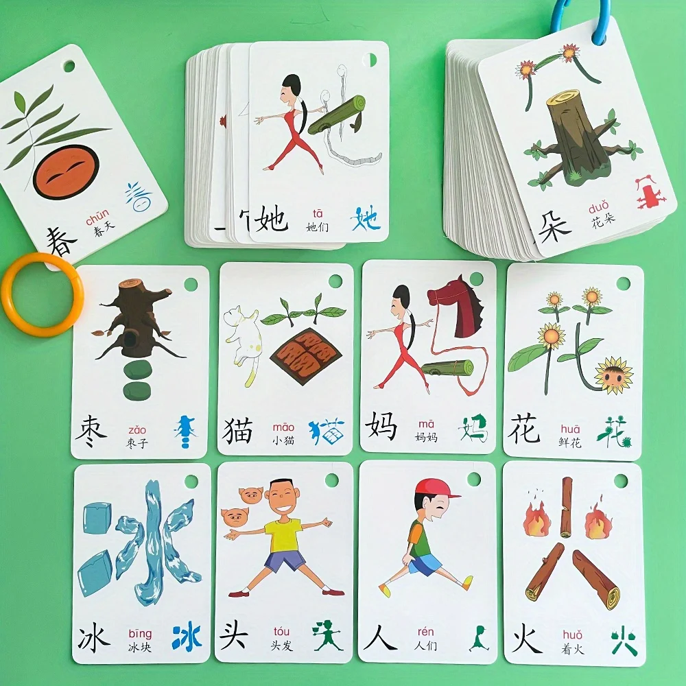 100 Chinese Hieroglyphics Cards Mandarin Chinese Learning Flashcards Characters Stroke Order Boost Vocabulary with Visual Educational Learning Toy Alphabet Educational Toys