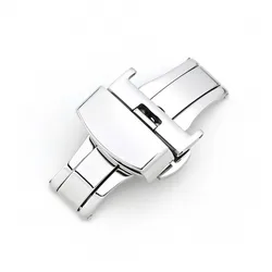 Premium Stainless Steel Butterfly Watch Clasp - Adjustable Sizes Watch Accessory - 24mm (Silver)