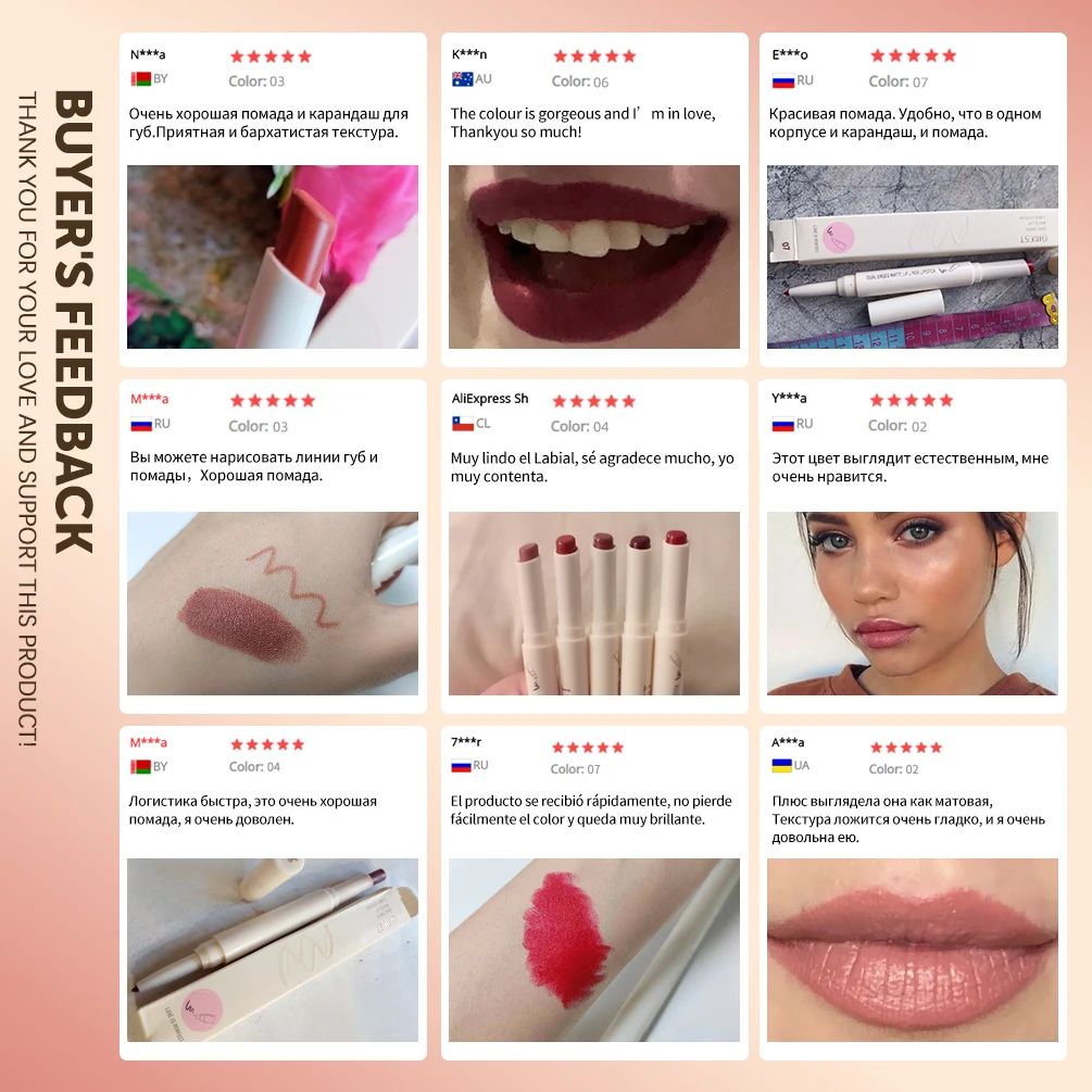 8 Color 2 IN 1 Lip Liner Pencil Waterproof Matte Lipstick Makeup Set Long Lasting Moisture Cosmetic Velvet Sexy Red Lipstick Pen lip liner lip liner pencil lipliner pencil lipstick set lip liner set lip makeup set lipstick pencil