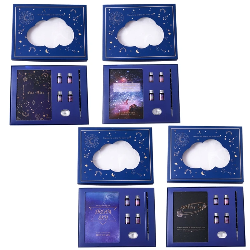 

G5AA Retro Dip Pen Set Exquisite Gift Box Hand Ledger Pen Holder Collocation Christmas Gift Set School Home Writing Supplies