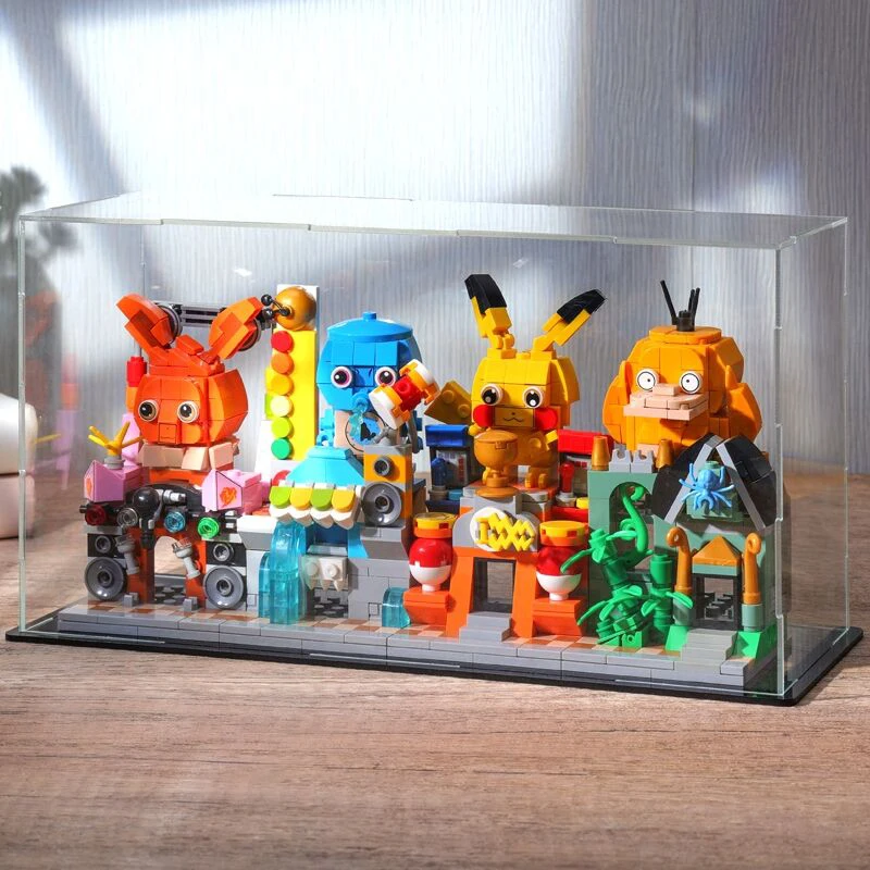 

New Pokemon Pikachu Street View 707 Cartoon 4-in-1 Amusement Park Assembled Building Block Children's Intellectual Toys