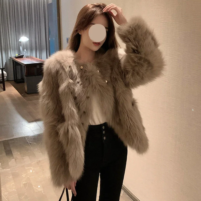 

2023 Women's Fur Coat Age Reducing Fashion Fox Fur Grass Autumn and Winter New Western Style Fur and Fur Integrated Thick Coat