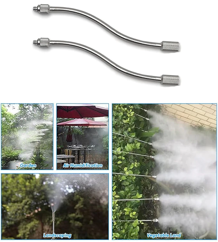 10PCS 3/16" Flexible Mister Nozzle Extensions 20cm Brass Mist Rod Bendable Extended Pole for High Pressure Misting Fittings 2