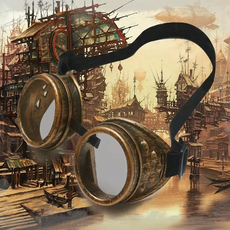 Vintage Steampunk Brille Heavy Metal Fahrerbrille Eclipse Linsen Erwachsene Gothic Stil Helme Cosplay Halloween Dekorationen