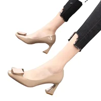 Women Pointed Toe Chunky Platform Pumps Single Shoes Spring Autumn High Heels Woman Ankle Buckle Thick Heeled Party Shoes 2