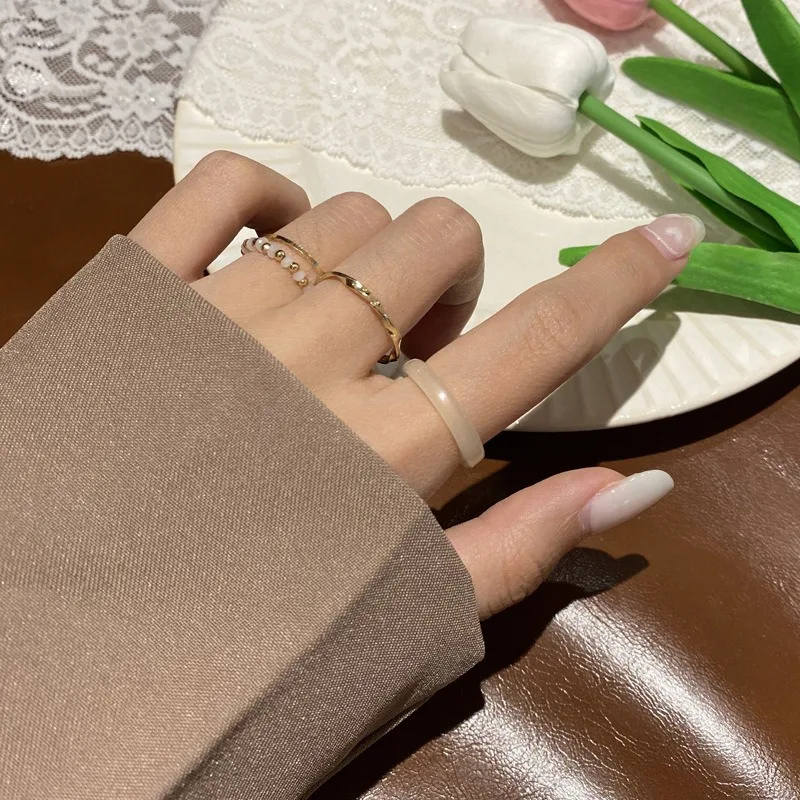 Set di anelli colorati in stile moda 2025, anello elastico carino e semplice, abbigliamento da donna geometrico coreano, accessori creativi, abito da sera_voghion.com