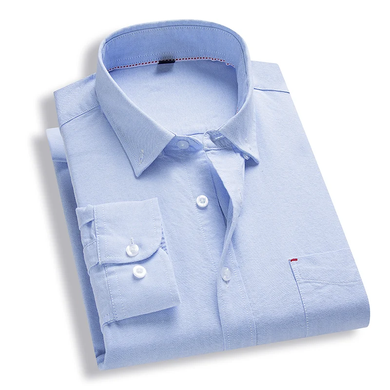 Spring Oxford Mens Long Sleeve Cotton Shirt Plus Size Business Office Dress Casual Solid Color Blouse Plus Size 7XL 8XL 9XL 10XL