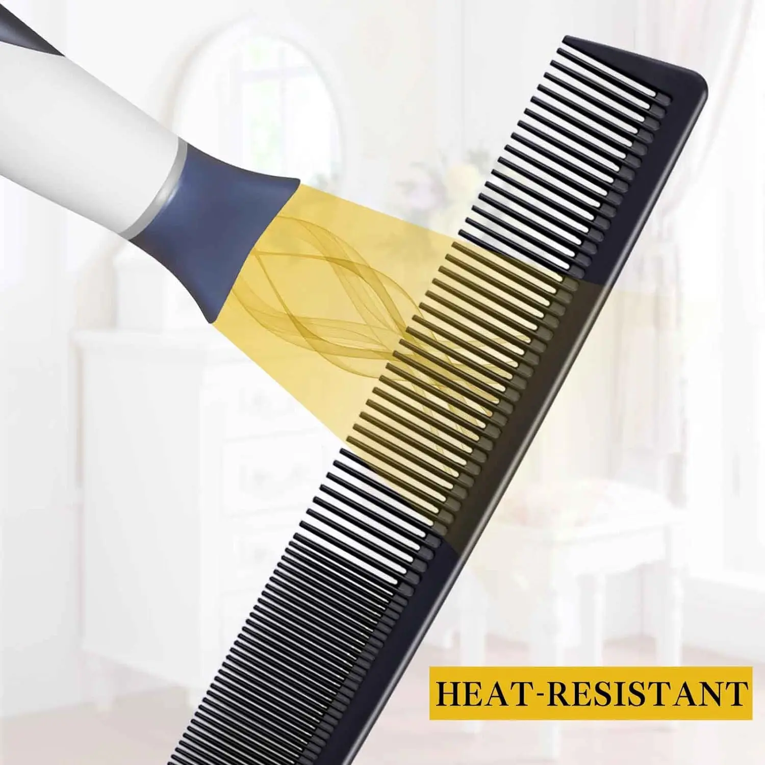 4 Pieces Combs for Women and Man, Premium Black Carbon Fiber Hair Comb Set for Teasing and Parting, Combs for Hair Stylists. 5