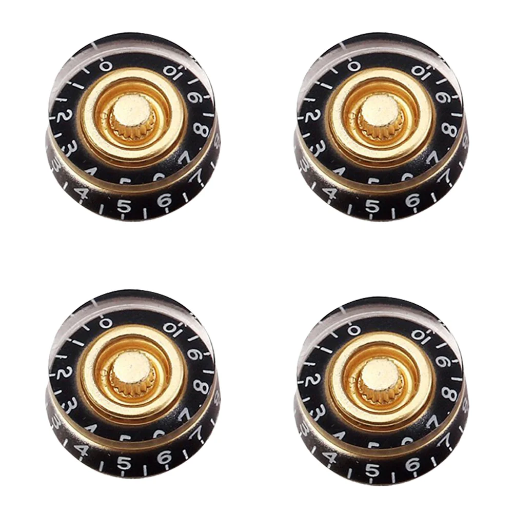 

Guitar Knobs Black Gold Guitar Control Knob Acrylic Speed Knob with White Word for Electric Guitar