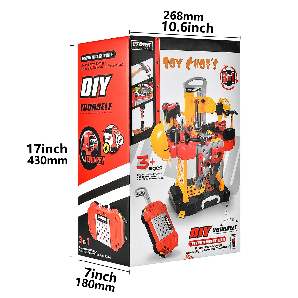 TOY CHOI'S Pretend Play Workbench Toy Tool Set 82 Pieces Construction Kit Outdoor Travel Preschool Gift for Kids Boys Girls 6 TOY CHOI'S Pretend Play Workbench Toy Tool Set 82 Pieces Construction Kit Outdoor Travel Preschool Gift for Kids Boys Girls 6