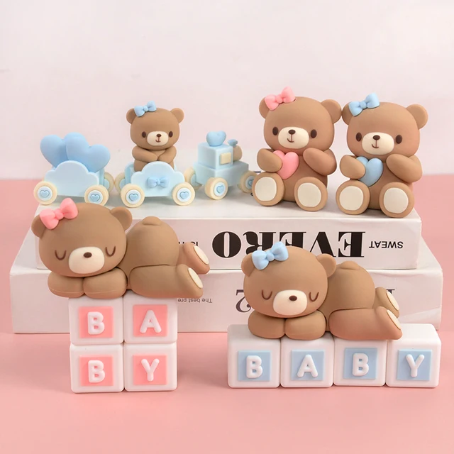 Bear Cake Topper Baby Shower Teddy Bear Cake Topper Pink or Blue Bear – C T  B