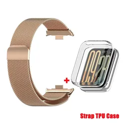 Metal Milanese Loop Wristband with TPU Case for Smartwatch Bracelet Accessories (Rose Gold Strap Case)