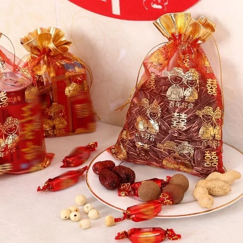 50/100pc Multicolor Drawable Organza Pouch Big Small Insect Control Mesh Bag Packaging Clothes Toy Jewelry Candy Pocket Gift Bag 2