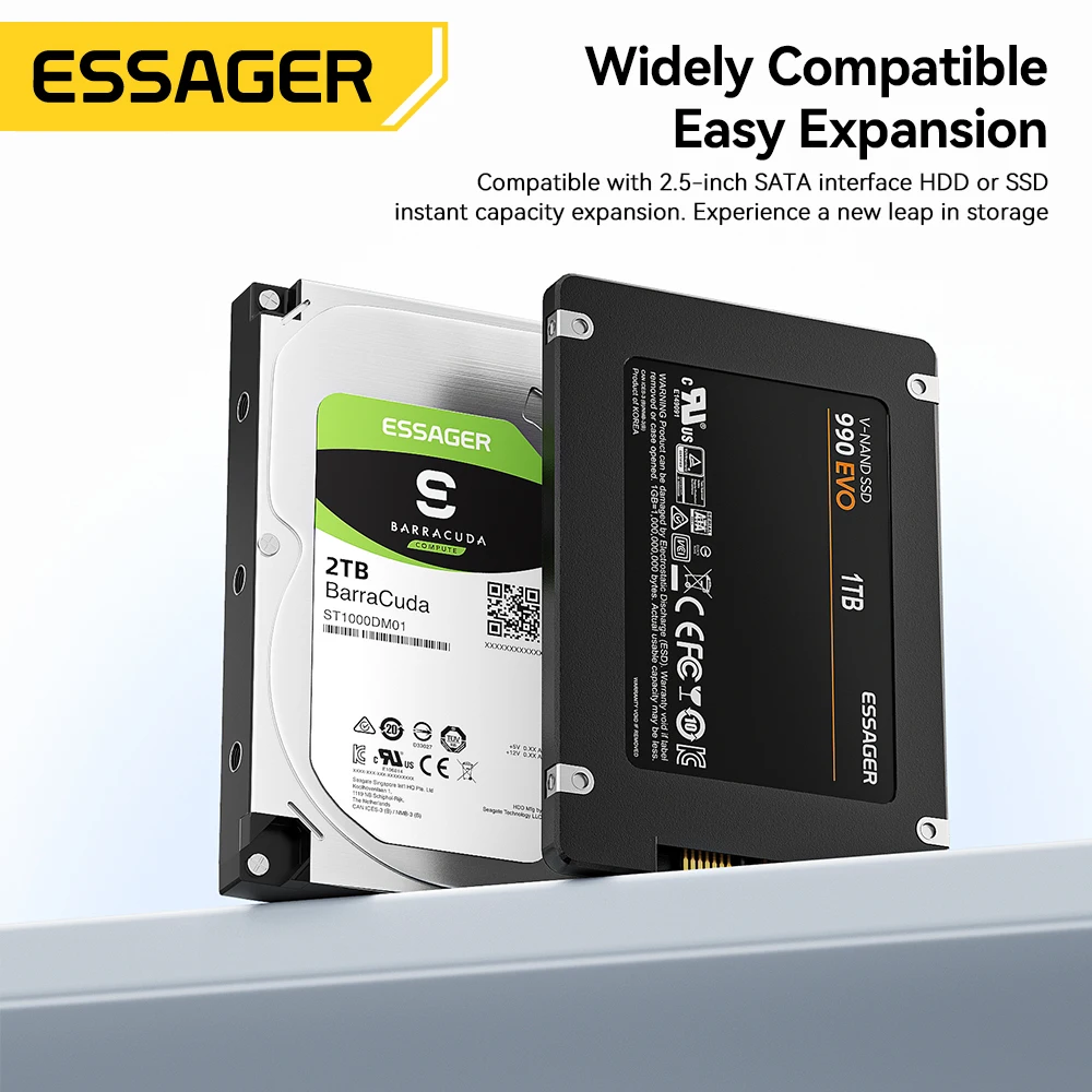 Essager 2 In 1 SATA to USB 3.0/Type-C Adapter Hard Drive Converter for 2.5inch HDD/SSD Hard Drive Disk Drive USB SATA Converter