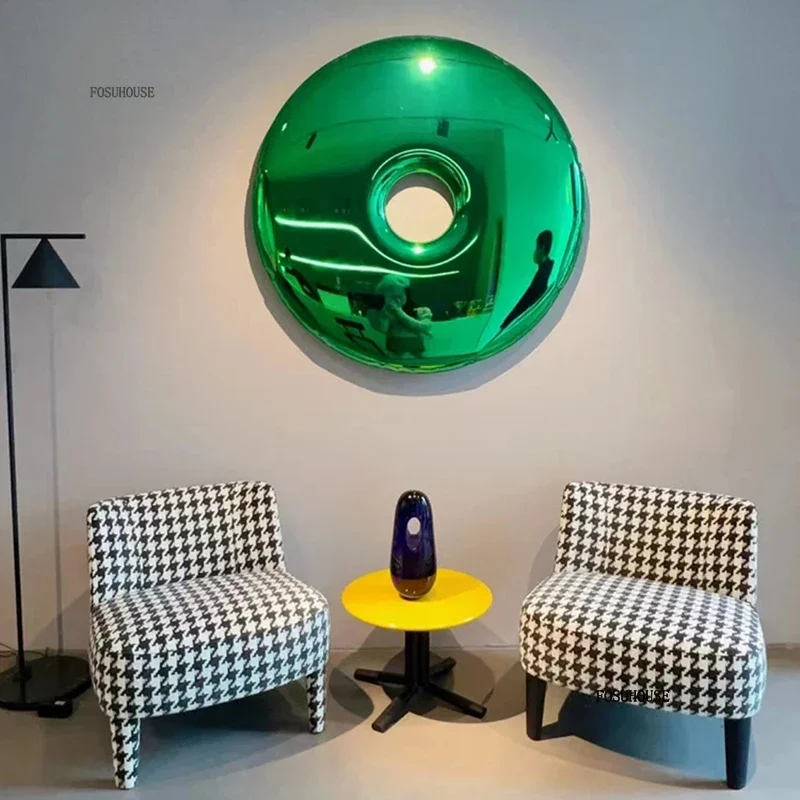 European Stainless Steel Wall Decor for Home Decoration Light Luxury Background Wall Decoration Donut Shape Living Room Decor 3