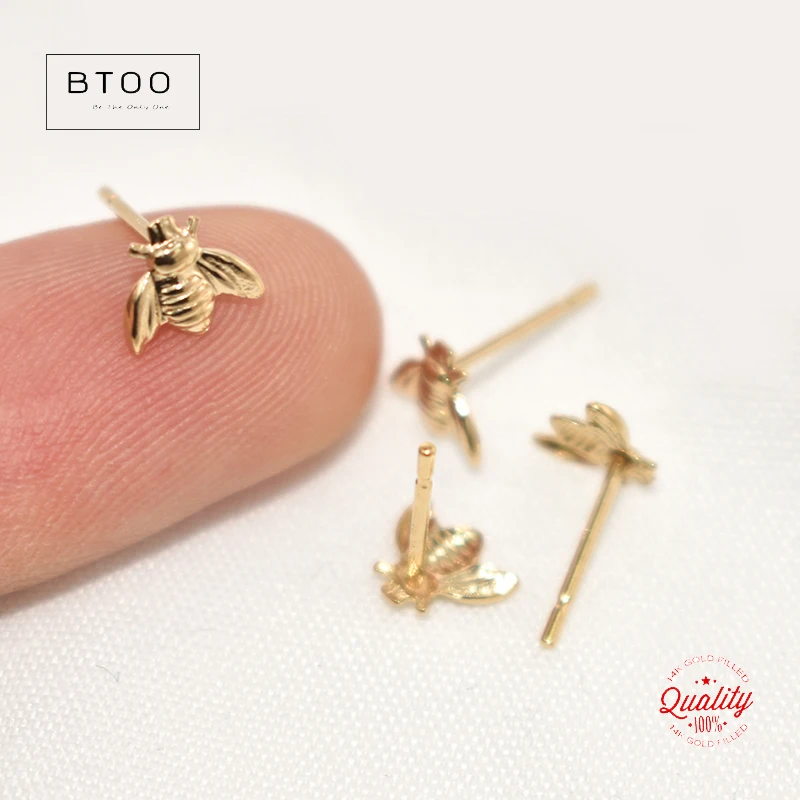 14K Gold Filled Bee Stud Earrings Gold Jewelry Gold Filled Stud Earrings Brincos Pendientes Oorbellen Boho Women Earrings