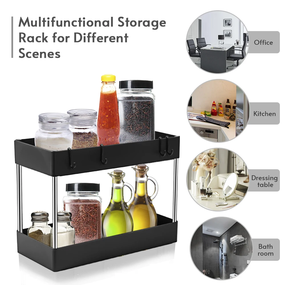 Double-layer-Organizer-Multifunctional-Storage-Rack-with-Hook-for-Spice ...